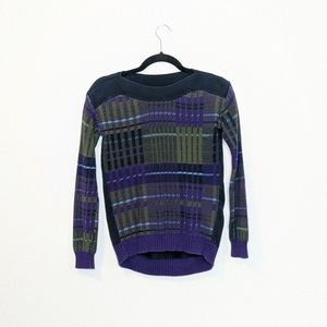 Smitten Purple Green Knit Boat neck Sweater Size Small